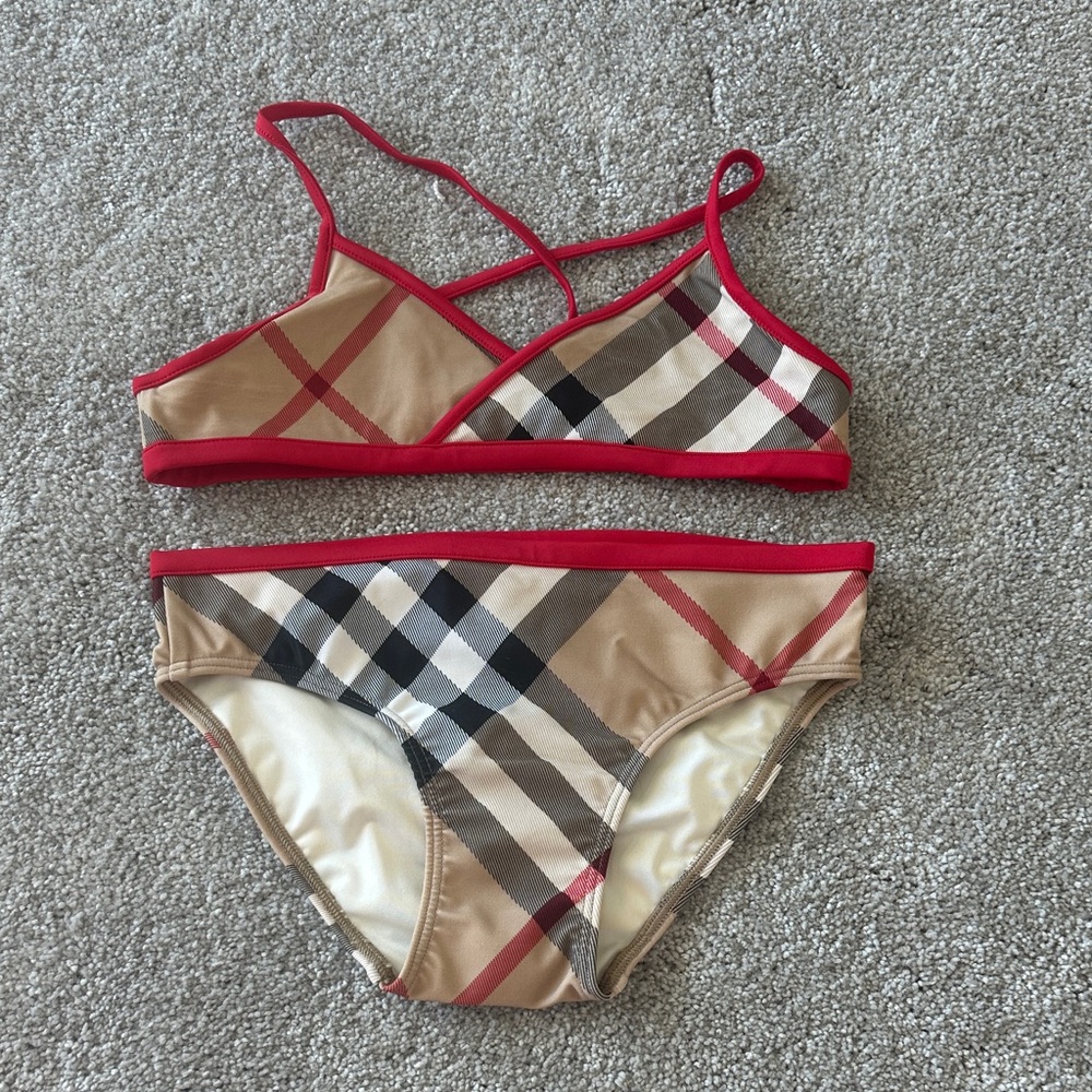 Burberry Kids Bikini with Red and Tan Check